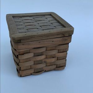 small square basket with hinged lid